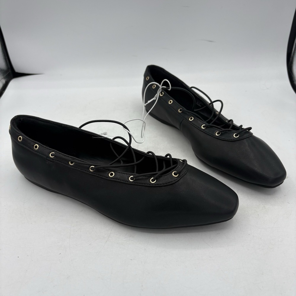 Wild Fable Shoes Womens Size 10 Ballet Flats Jay Black Stretch Lace Eyelets